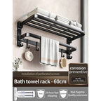 Upgrade And Thicken Grey/Black 40CM - 60CM Towel Rack Space Aluminum Toilet Storage Rack Wall Mounted BathTowel Rack - VibraStore
