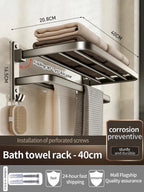 Upgrade And Thicken Grey/Black 40CM - 60CM Towel Rack Space Aluminum Toilet Storage Rack Wall Mounted BathTowel Rack - VibraStore