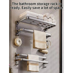 Upgrade And Thicken Grey/Black 40CM - 60CM Towel Rack Space Aluminum Toilet Storage Rack Wall Mounted BathTowel Rack - VibraStore