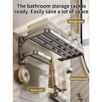 Upgrade And Thicken Grey/Black 40CM - 60CM Towel Rack Space Aluminum Toilet Storage Rack Wall Mounted BathTowel Rack - VibraStore