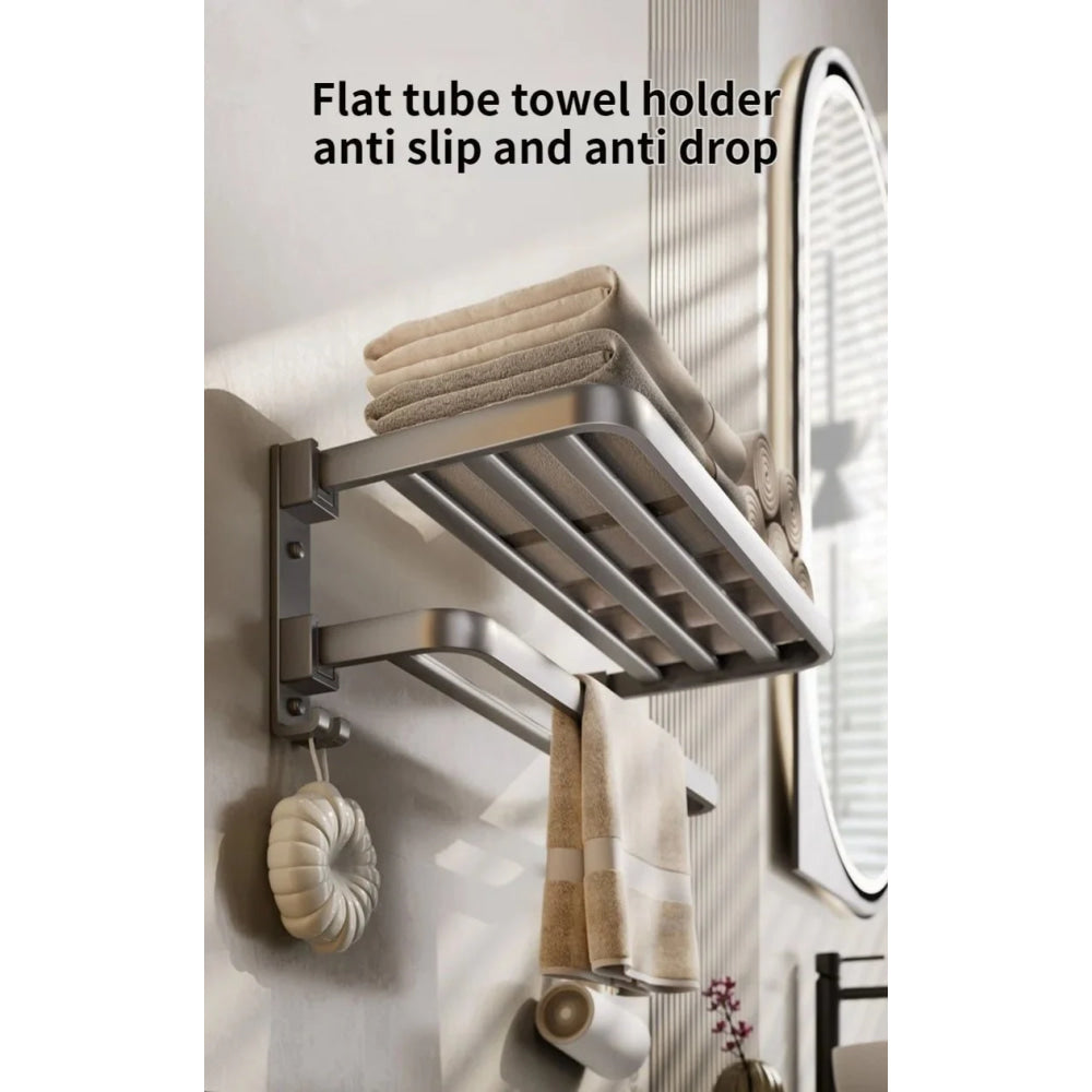 Upgrade And Thicken Grey/Black 40CM - 60CM Towel Rack Space Aluminum Toilet Storage Rack Wall Mounted BathTowel Rack - VibraStore