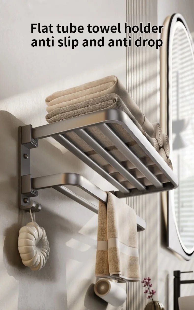 Upgrade And Thicken Grey/Black 40CM - 60CM Towel Rack Space Aluminum Toilet Storage Rack Wall Mounted BathTowel Rack - VibraStore