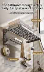 Upgrade And Thicken Grey/Black 40CM - 60CM Towel Rack Space Aluminum Toilet Storage Rack Wall Mounted BathTowel Rack - VibraStore