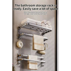 Upgrade And Thicken Grey/Black 40CM - 60CM Towel Rack Space Aluminum Toilet Storage Rack Wall Mounted BathTowel Rack - VibraStore