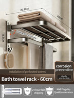Upgrade And Thicken Grey/Black 40CM - 60CM Towel Rack Space Aluminum Toilet Storage Rack Wall Mounted BathTowel Rack - VibraStore
