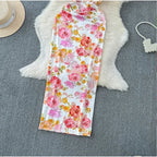Verano 2025 Vestido largo con estampado floral para mujer, sin mangas, estilo playero, tirantes finos, vestido largo ajustado para fiesta de cumpleaños - VibraStore