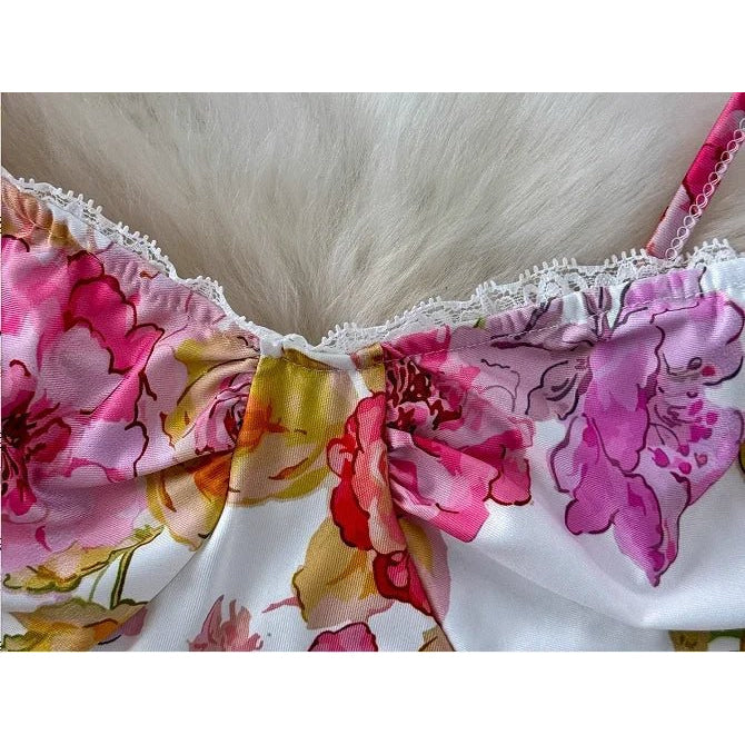 Verano 2025 Vestido largo con estampado floral para mujer, sin mangas, estilo playero, tirantes finos, vestido largo ajustado para fiesta de cumpleaños - VibraStore