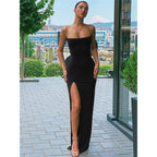 Vestido ajustado sexi de verano para mujer, vestido Sexy con tirantes finos y manga dividida de Color sólido, Vestidos - VibraStore