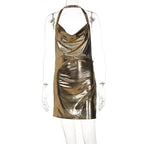 Vestido corto elegante para mujer, Sexy y a la moda, con cuello colgante, espalda descubierta, parte inferior en el pecho, lentejuelas, vestido de fiesta para chica y baile - VibraStore