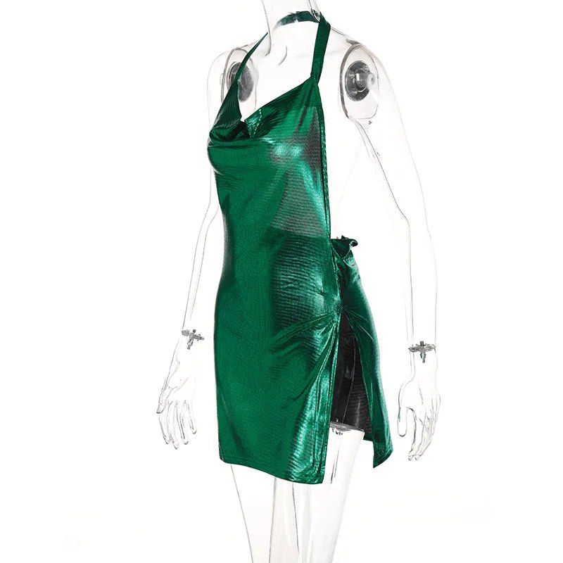 Vestido corto elegante para mujer, Sexy y a la moda, con cuello colgante, espalda descubierta, parte inferior en el pecho, lentejuelas, vestido de fiesta para chica y baile - VibraStore