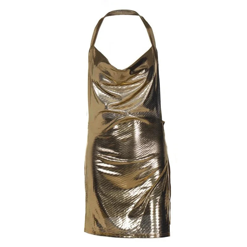Vestido corto elegante para mujer, Sexy y a la moda, con cuello colgante, espalda descubierta, parte inferior en el pecho, lentejuelas, vestido de fiesta para chica y baile - VibraStore