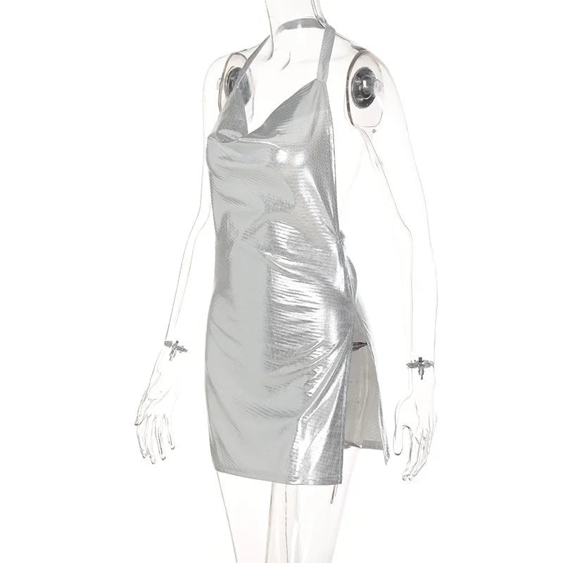 Vestido corto elegante para mujer, Sexy y a la moda, con cuello colgante, espalda descubierta, parte inferior en el pecho, lentejuelas, vestido de fiesta para chica y baile - VibraStore