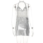 Vestido corto elegante para mujer, Sexy y a la moda, con cuello colgante, espalda descubierta, parte inferior en el pecho, lentejuelas, vestido de fiesta para chica y baile - VibraStore