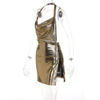 Vestido corto elegante para mujer, Sexy y a la moda, con cuello colgante, espalda descubierta, parte inferior en el pecho, lentejuelas, vestido de fiesta para chica y baile - VibraStore