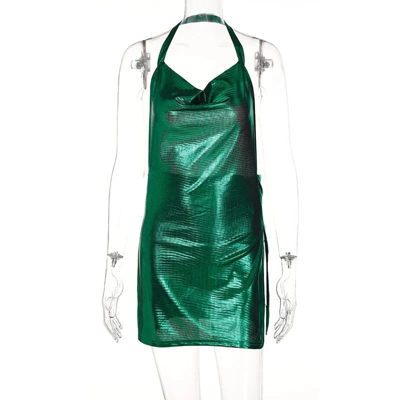 Vestido corto elegante para mujer, Sexy y a la moda, con cuello colgante, espalda descubierta, parte inferior en el pecho, lentejuelas, vestido de fiesta para chica y baile - VibraStore