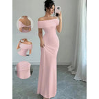 Vestido de fiesta con hombros descubiertos, vestido midi ajustado sexy sin mangas para mujer, vestido de cóctel elegante con vendaje para salir por la noche - VibraStore