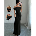 Vestido de fiesta con hombros descubiertos, vestido midi ajustado sexy sin mangas para mujer, vestido de cóctel elegante con vendaje para salir por la noche - VibraStore