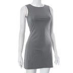 Vestido de mujer sin mangas de punto ajustado A - Line femenino cuello redondo Mini vestidos sin siete vaina 2024 ropa de verano ropa de calle Y2K Qtraf2411 - VibraStore