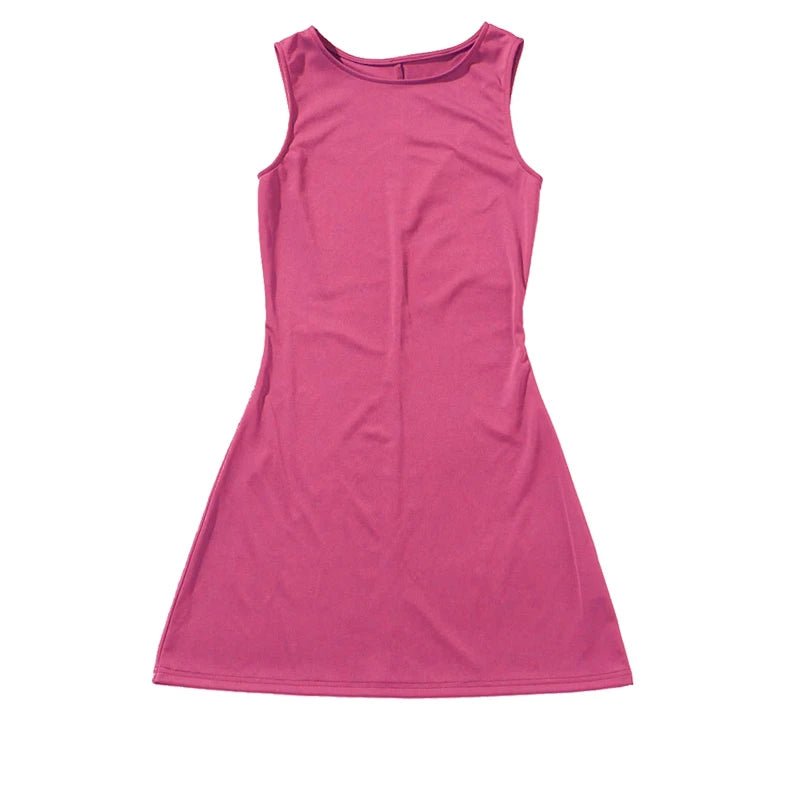 Vestido de mujer sin mangas de punto ajustado A - Line femenino cuello redondo Mini vestidos sin siete vaina 2024 ropa de verano ropa de calle Y2K Qtraf2411 - VibraStore