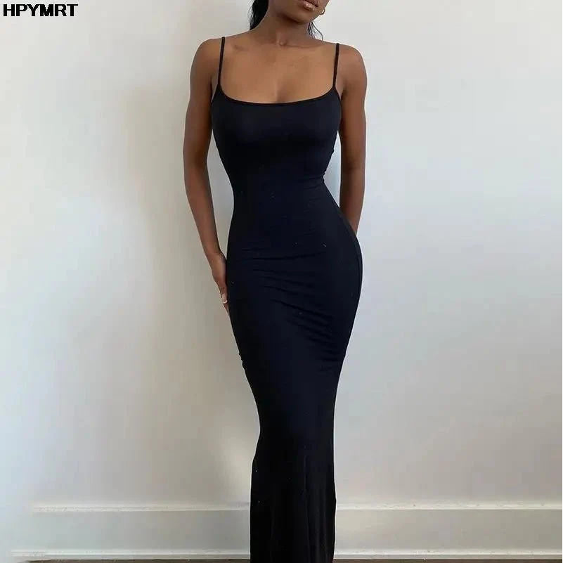 Vestido de satén sin mangas con espalda descubierta para mujer, maxivestido Sexy ajustado para fiesta Y2K, ropa elegante para mujer 2022 - VibraStore