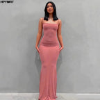 Vestido de satén sin mangas con espalda descubierta para mujer, maxivestido Sexy ajustado para fiesta Y2K, ropa elegante para mujer 2022 - VibraStore