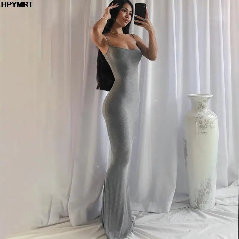 Vestido de satén sin mangas con espalda descubierta para mujer, maxivestido Sexy ajustado para fiesta Y2K, ropa elegante para mujer 2022 - VibraStore