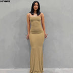 Vestido de satén sin mangas con espalda descubierta para mujer, maxivestido Sexy ajustado para fiesta Y2K, ropa elegante para mujer 2022 - VibraStore