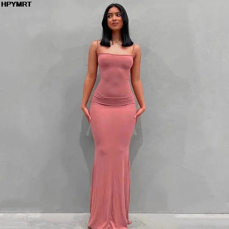 Vestido de satén sin mangas con espalda descubierta para mujer, maxivestido Sexy ajustado para fiesta Y2K, ropa elegante para mujer 2022 - VibraStore