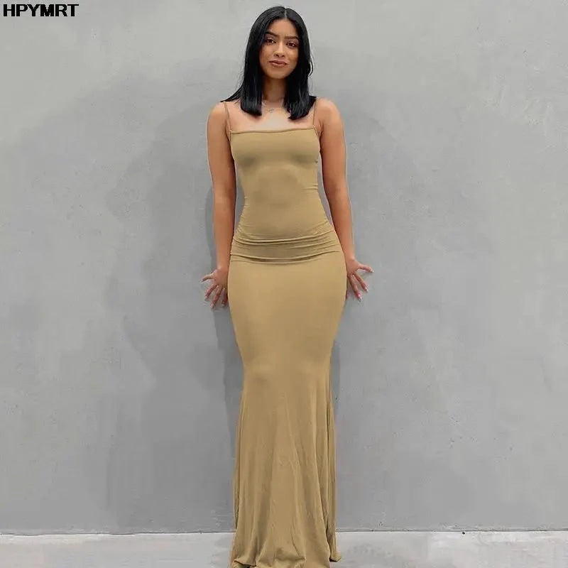 Vestido de satén sin mangas con espalda descubierta para mujer, maxivestido Sexy ajustado para fiesta Y2K, ropa elegante para mujer 2022 - VibraStore