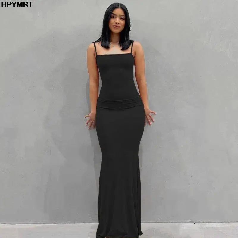 Vestido de satén sin mangas con espalda descubierta para mujer, maxivestido Sexy ajustado para fiesta Y2K, ropa elegante para mujer 2022 - VibraStore