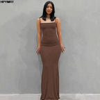 Vestido de satén sin mangas con espalda descubierta para mujer, maxivestido Sexy ajustado para fiesta Y2K, ropa elegante para mujer 2022 - VibraStore