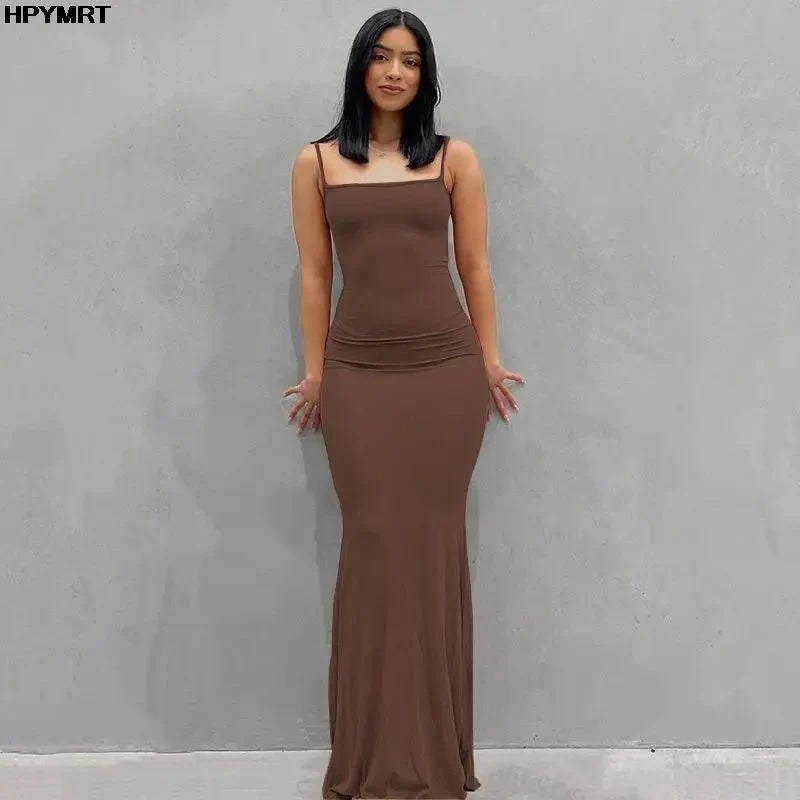 Vestido de satén sin mangas con espalda descubierta para mujer, maxivestido Sexy ajustado para fiesta Y2K, ropa elegante para mujer 2022 - VibraStore