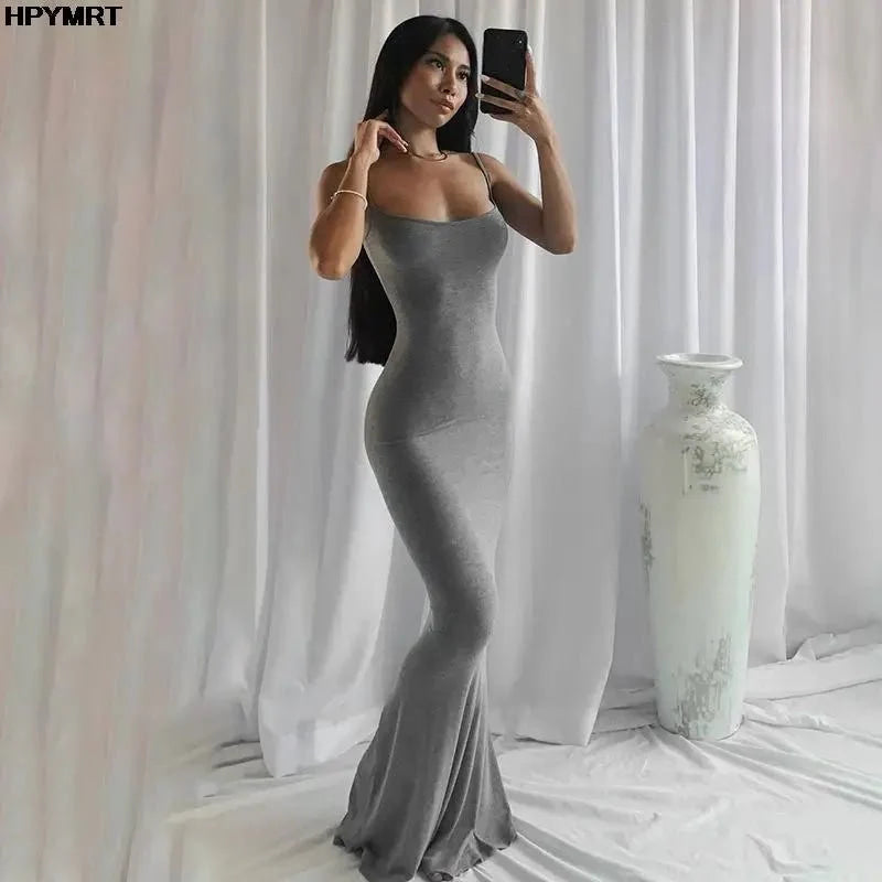 Vestido de satén sin mangas con espalda descubierta para mujer, maxivestido Sexy ajustado para fiesta Y2K, ropa elegante para mujer 2022 - VibraStore