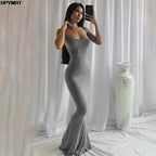 Vestido de satén sin mangas con espalda descubierta para mujer, maxivestido Sexy ajustado para fiesta Y2K, ropa elegante para mujer 2022 - VibraStore