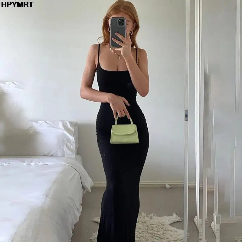 Vestido de satén sin mangas con espalda descubierta para mujer, maxivestido Sexy ajustado para fiesta Y2K, ropa elegante para mujer 2022 - VibraStore