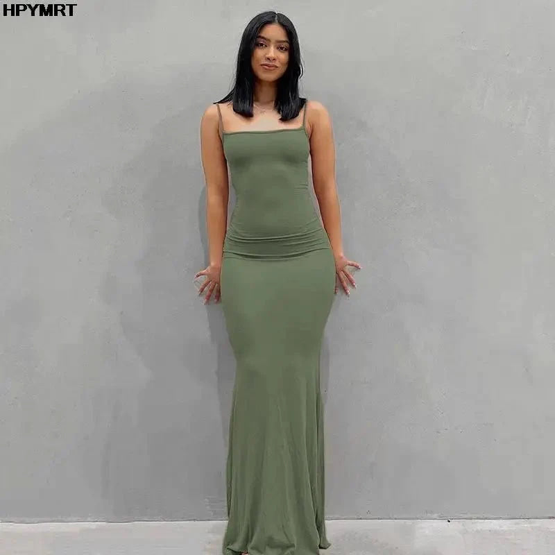 Vestido de satén sin mangas con espalda descubierta para mujer, maxivestido Sexy ajustado para fiesta Y2K, ropa elegante para mujer 2022 - VibraStore
