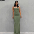 Vestido de satén sin mangas con espalda descubierta para mujer, maxivestido Sexy ajustado para fiesta Y2K, ropa elegante para mujer 2022 - VibraStore