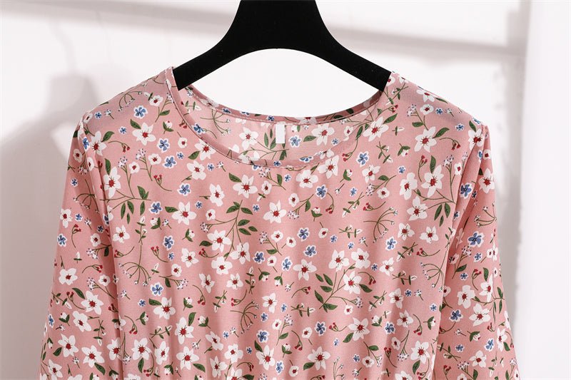 Vestido largo de gasa con estampado Floral para mujer, maxivestido bohemio informal de manga larga, cintura alta para playa, otoño - VibraStore