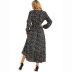 Vestido largo de gasa con estampado Floral para mujer, maxivestido bohemio informal de manga larga, cintura alta para playa, otoño - VibraStore
