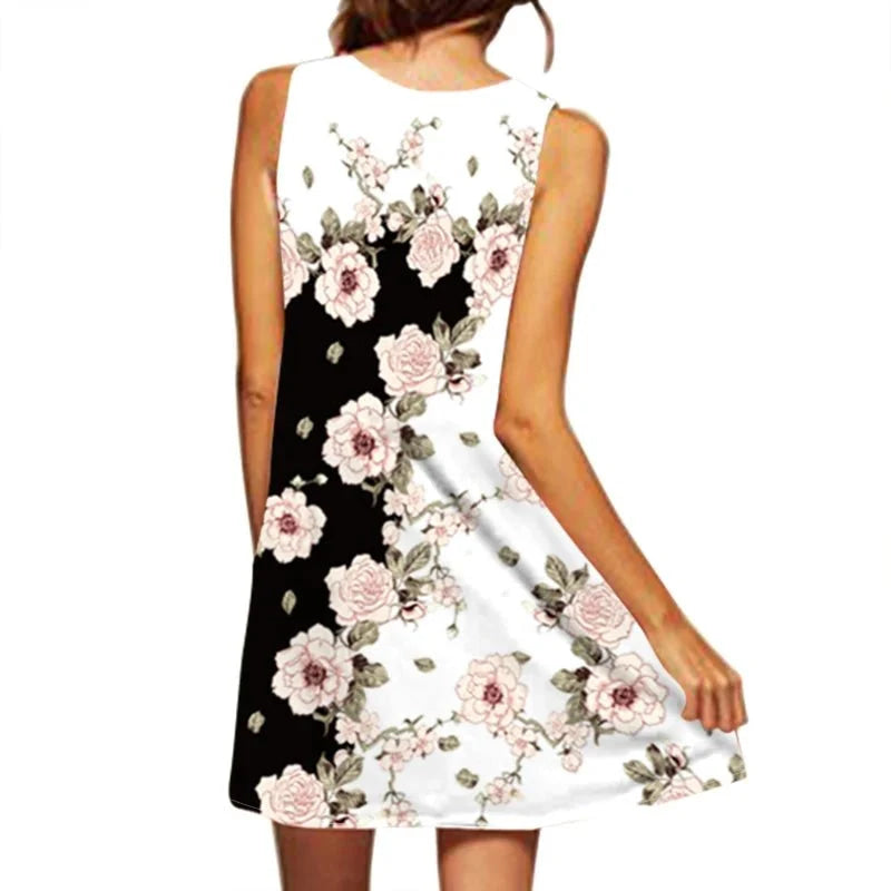 Vestido sin mangas con cuello en V para mujer, vestido cruzado europeo y americano, estampado Sexy, dobladillo grande, Comercio Exterior, nuevo, 2024 - VibraStore