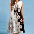 Vestido sin mangas con cuello en V para mujer, vestido cruzado europeo y americano, estampado Sexy, dobladillo grande, Comercio Exterior, nuevo, 2024 - VibraStore