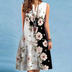 Vestido sin mangas con cuello en V para mujer, vestido cruzado europeo y americano, estampado Sexy, dobladillo grande, Comercio Exterior, nuevo, 2024 - VibraStore
