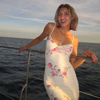 Vestido sin mangas con tirantes y estampado Floral, vestido elegante de verano para mujer, vestido Halter para fiesta en la playa, vestidos largos ajustados con cuello en V a la moda para mujer - VibraStore