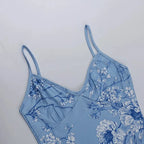 Vestido sin mangas con tirantes y estampado Floral, vestido elegante de verano para mujer, vestido Halter para fiesta en la playa, vestidos largos ajustados con cuello en V a la moda para mujer - VibraStore