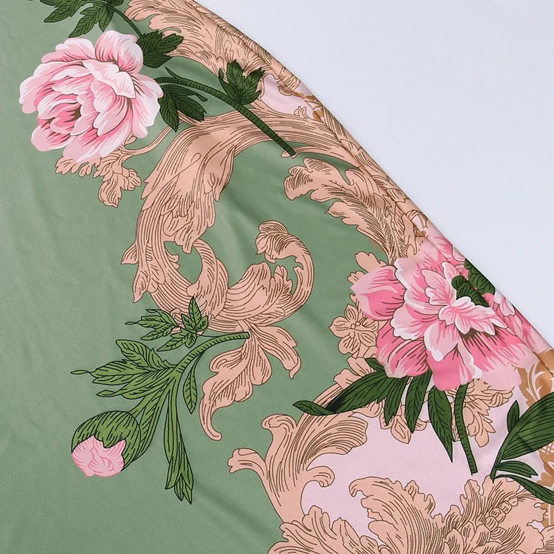 Vestido sin mangas con tirantes y estampado Floral, vestido elegante de verano para mujer, vestido Halter para fiesta en la playa, vestidos largos ajustados con cuello en V a la moda para mujer - VibraStore