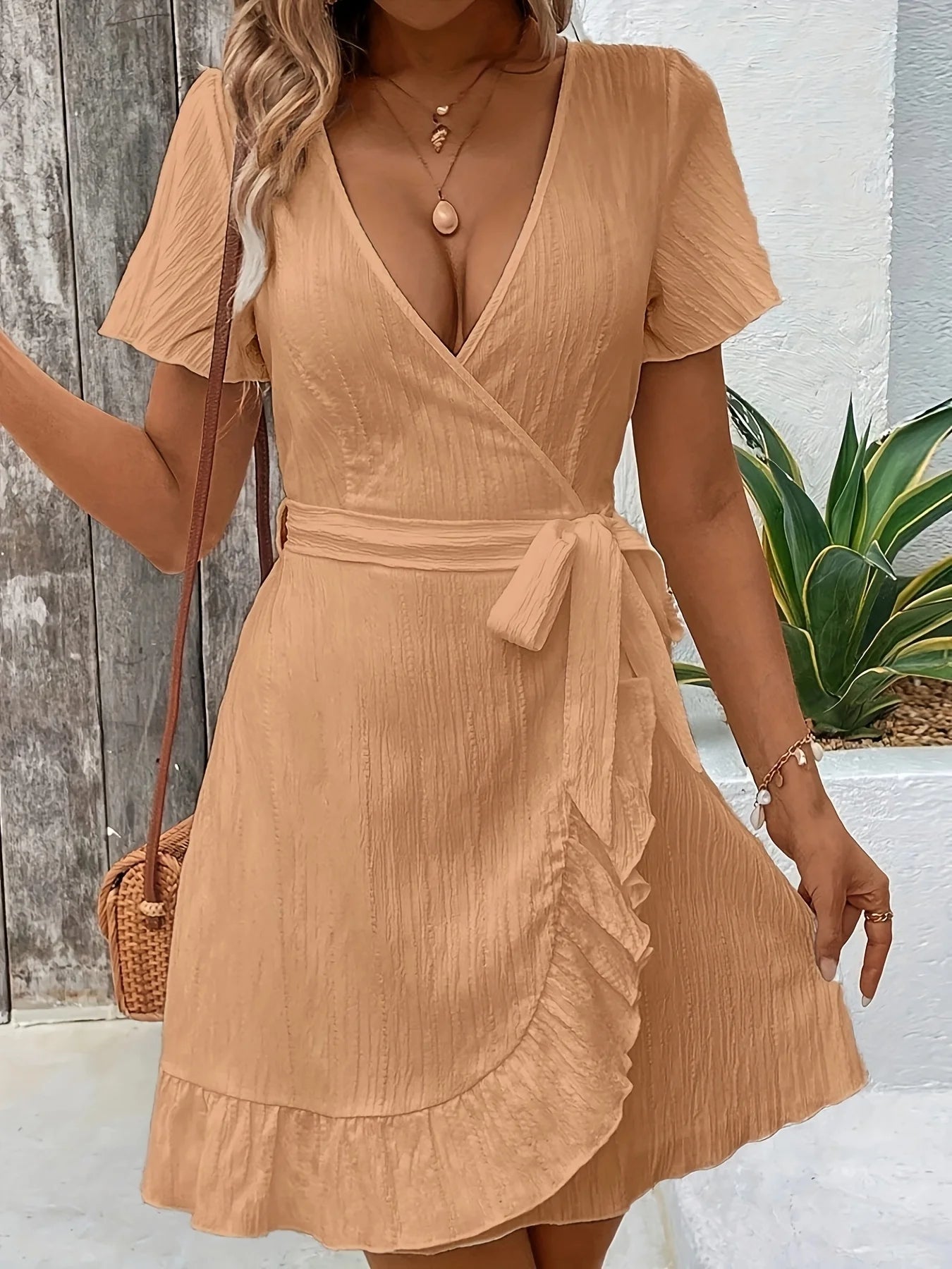 Vestido tejido de gran tamaño para mujer, vestido largo bohemio informal de verano con bolsillos, ropa de longitud completa - VibraStore