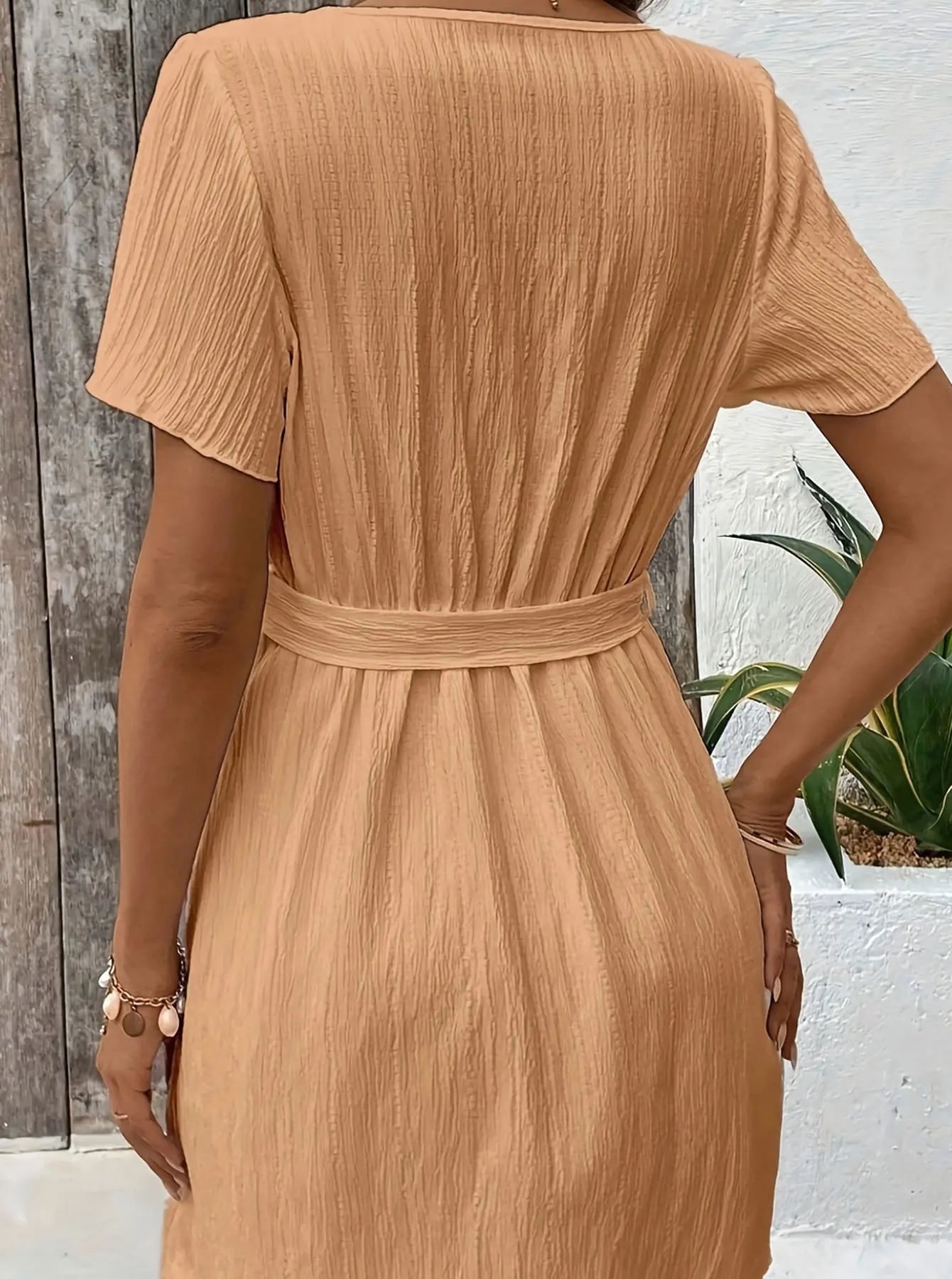 Vestido tejido de gran tamaño para mujer, vestido largo bohemio informal de verano con bolsillos, ropa de longitud completa - VibraStore