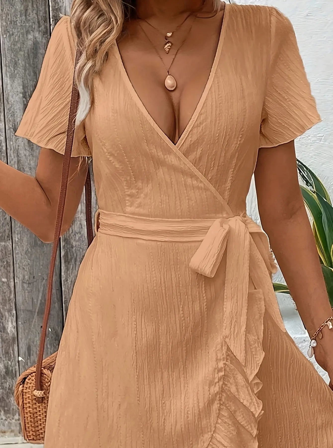 Vestido tejido de gran tamaño para mujer, vestido largo bohemio informal de verano con bolsillos, ropa de longitud completa - VibraStore