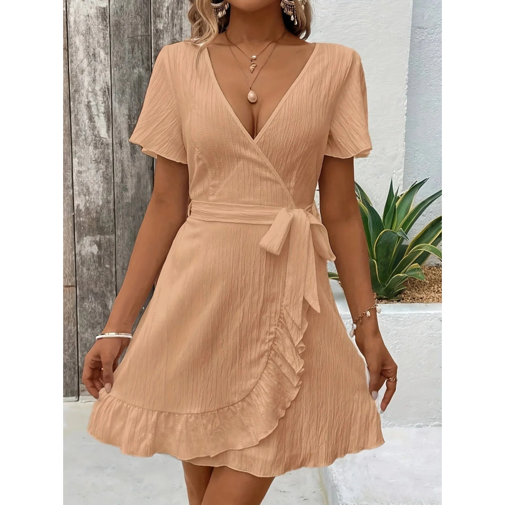Vestido tejido de gran tamaño para mujer, vestido largo bohemio informal de verano con bolsillos, ropa de longitud completa - VibraStore