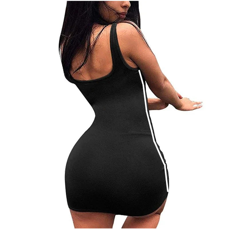 Vestido tubo informal de verano para mujer, vestido ajustado elástico sexi sin mangas con tirantes finos para mujer QT030 - VibraStore